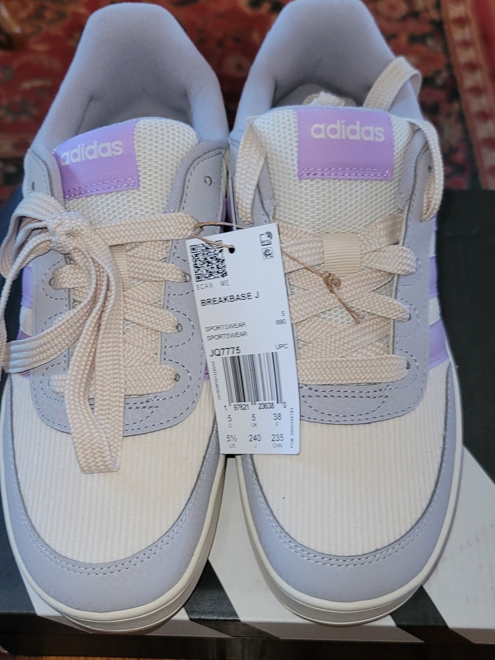 adidas Women's Lavender and Cream Retro Casual Sneakers - Picture 9 of 9